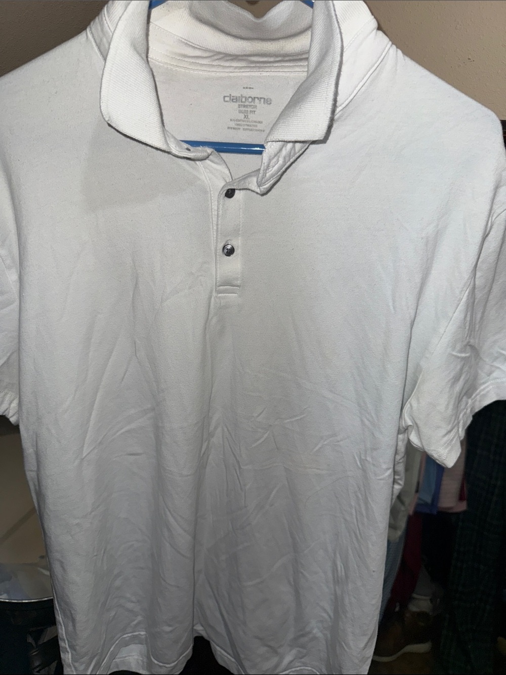 Claiborne Men's White Polo Shirt with Two-Button Placket